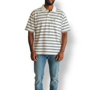 4/$20 Puritan Striped Polo Shirt | Navy & White | Men’s Large